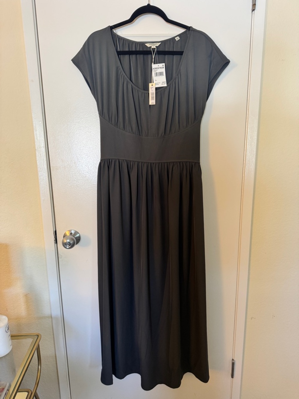 Max Studio Charcoal Gray Maxi Dress with Scoop Neck